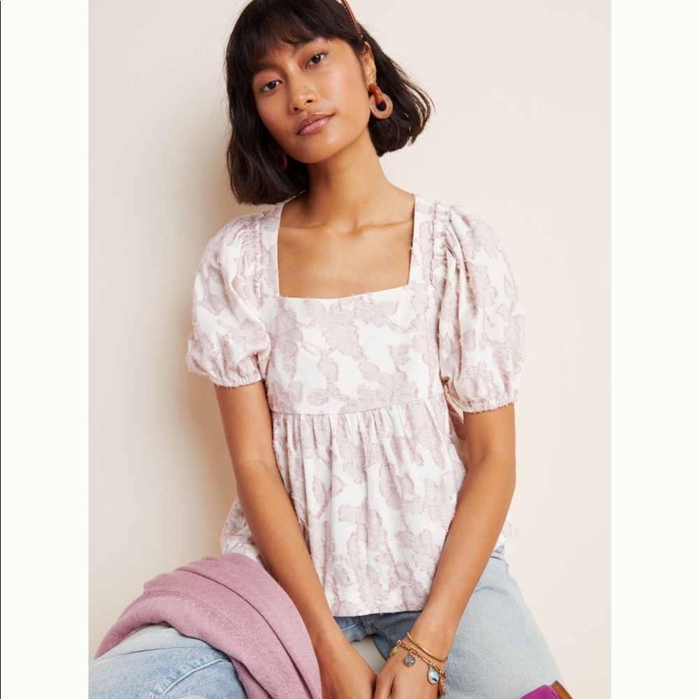 Anthropologie Maeve Batia Textured Babydoll Top